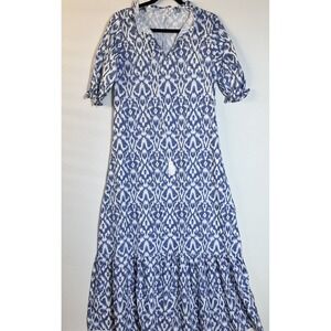 Women's‎ Summer Casual Boho Floral Dress Short Cap Sleeve High Waist A Line Sz M